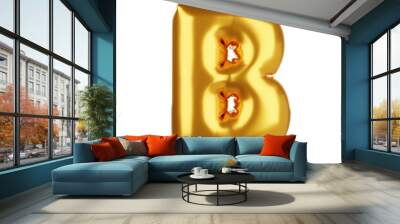 3D gold balloon letter B Wall mural