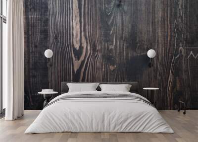 Dark brown wooden plank background Wall mural