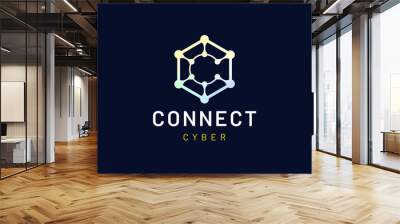 Letter C hexagon logo in modern shape represents digital connection or network tech Wall mural