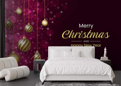 Merry Christmas and New Year design with luxurious and sparkling feel Wall mural