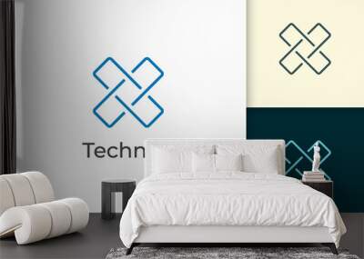 Modern letter X logo for technology company Wall mural