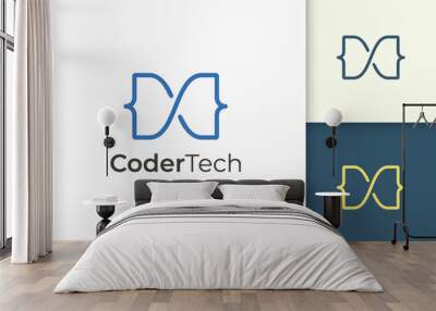 Programmer or developer logo in simple and modern for tech company Wall mural