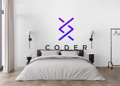 programming code technology logo in a simple and modern style Wall mural