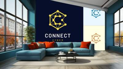 Simple and modern styled logo template hexagon and letter C representing technology Wall mural