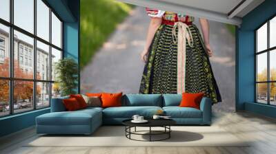 Beautiful woman wearing traditional slovak folk dress Wall mural