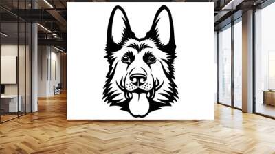 German Shepherd dog - isolated outlined vector illustration Wall mural