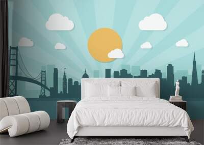 San Francisco skyline - flat design Wall mural