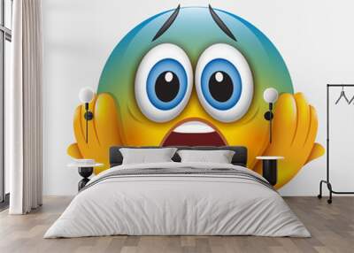 scared emoticon holding head, emoji Wall mural