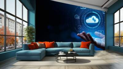 Backup button disaster recovery internet technology concept. Wall mural