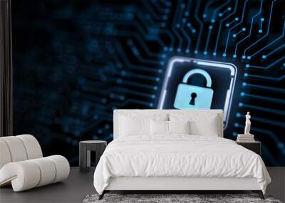 Cyber security data privacy concept on virtual screen. Wall mural