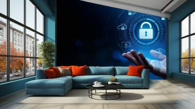 cyber security data protection information privacy antivirus virus defence internet technology conce Wall mural