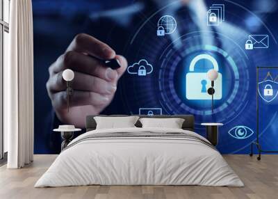 Cyber security Data Protection Information privacy antivirus virus defence internet technology concept. Wall mural