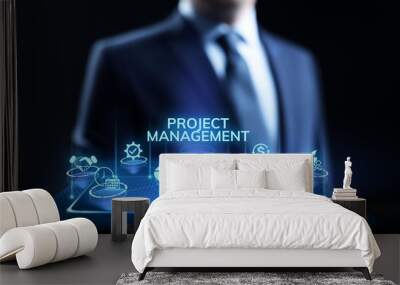 Project management Time Planning business concept on screen. Wall mural