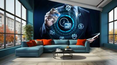 Project management Time Planning business concept on screen. Wall mural