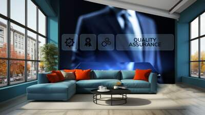 Quality assurance, Guarantee, Standards, ISO certification and standardization concept. Wall mural