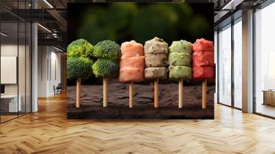 raw vegetable skewers with herb Wall mural