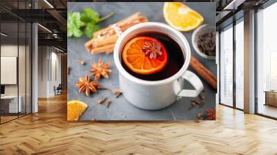 Jagertee - Austrian Hot Wine Punch. Alcohol christmas drink Wall mural