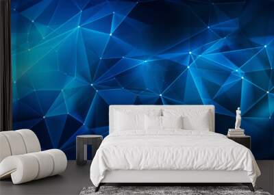 Abstract plexus blue geometrical shapes connection Wall mural