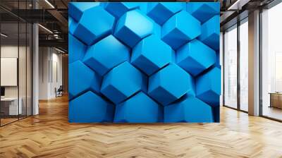 Blue hexagon pattern.3d rendering Wall mural