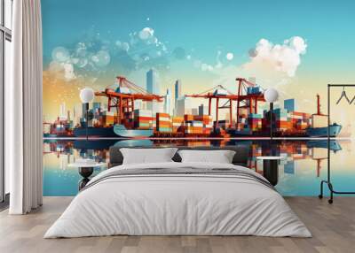 Global business logistics import export background Wall mural