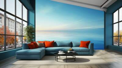 Gradient smooth blue lines background Wall mural