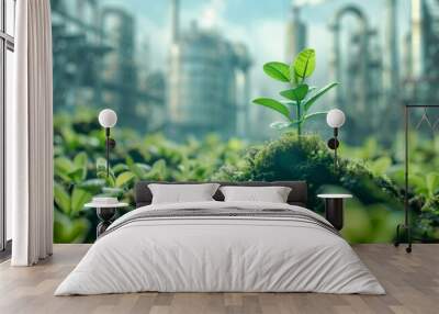 Green factory industry for good environment ozone air low carbon footprint production concept Wall mural