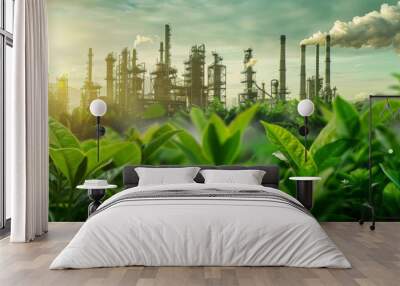 Green factory industry for good environment ozone air low carbon footprint production concept Wall mural