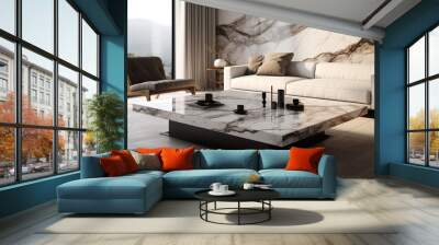 Top marble table in living room background Wall mural