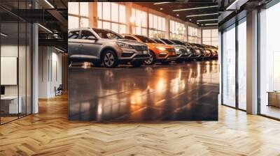 Cars line up, AI generated Image Wall mural