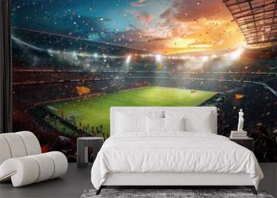 Soccer stadium full of spectators, AI generated Image Wall mural