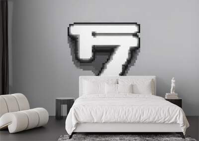 pixel art of a logo with letter T , white background and black letter , 2D , design , modern , sober Wall mural