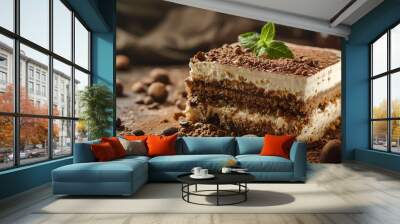 Handmade background for an dessert cake tiramisu Wall mural