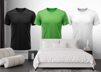 white, green and black t-shirts isolated on white background front view vector mock up Wall mural