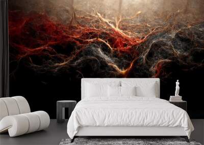 Colorful dark background texture, wavy silky black, red and other shades of colors beautiful, hot and flowing design Wall mural