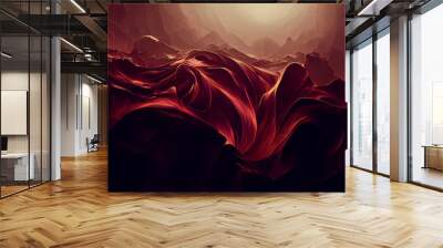 Colorful dark background texture, wavy silky black, red and other shades of colors beautiful, hot and flowing design Wall mural