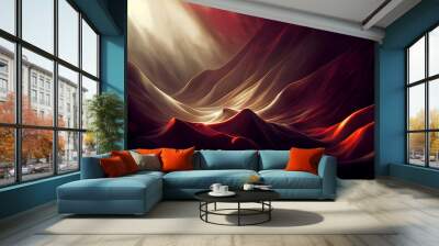 Colorful dark background texture, wavy silky black, red and other shades of colors beautiful, hot and flowing design Wall mural