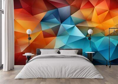 Tessellating triangles forming a geometric mosaic, creating a visually stimulating and dynamic pattern. Painting Illustration style, Minimal and Simple, Wall mural