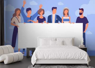 people holding blank white banner Wall mural