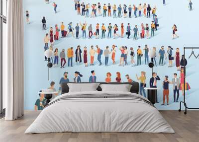 people waiting in line Wall mural