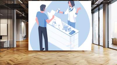 pharmacist and client at pharmacy Wall mural