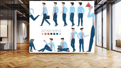 young businessman character  gestures and poses  Wall mural