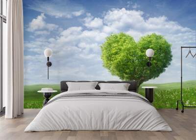 Tree in the shape of heart, valentines day background, Wall mural