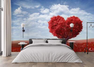 Tree in the shape of heart, valentines day background, Wall mural