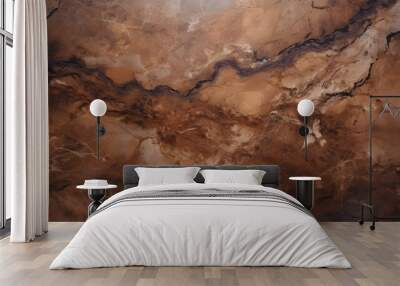 natural coffee brown marble slab texture background. Generative AI. Wall mural