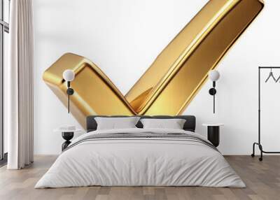 A shiny gold tick mark, often symbolizing confirmation or correct choice Wall mural