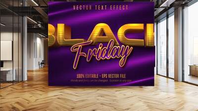 Black friday text, golden style editable text effect Wall mural