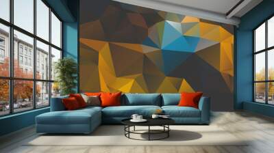 blue gold orange Low poly crystal background. Polygon design pattern. blue purple Low poly vector illustration, low polygon background. Wall mural