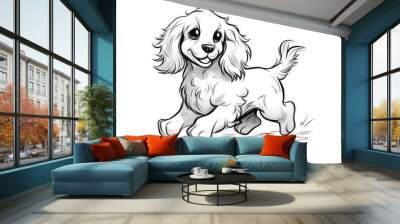 Coloring page outline of cartoon cute little puppy dog. illustration coloring book for kids. Generative AI Wall mural