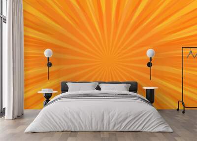 Comic book pop art strip radial on orange background Wall mural