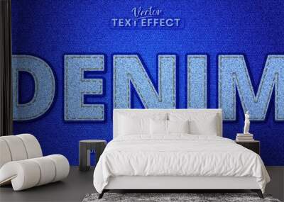 Denim text, realistic denim style editable text effect Wall mural